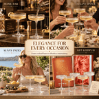 Ribbed Coupe Cocktail Glasses With Gold Rim 8 Oz Set Of 4 Classic Manhattan Glasses For Cocktails Li - HOUSE OF SHE