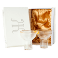 Ribbed Stemless Margarita Glasses With Gold Rim Set Of 2 Hand Blown Luxury Coupe Cocktail Martini Ch - HOUSE OF SHE