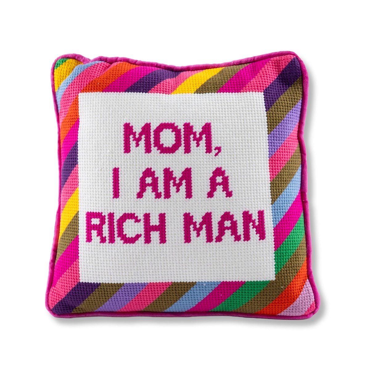 Rich Man Needlepoint Pillow - HOUSE OF SHE