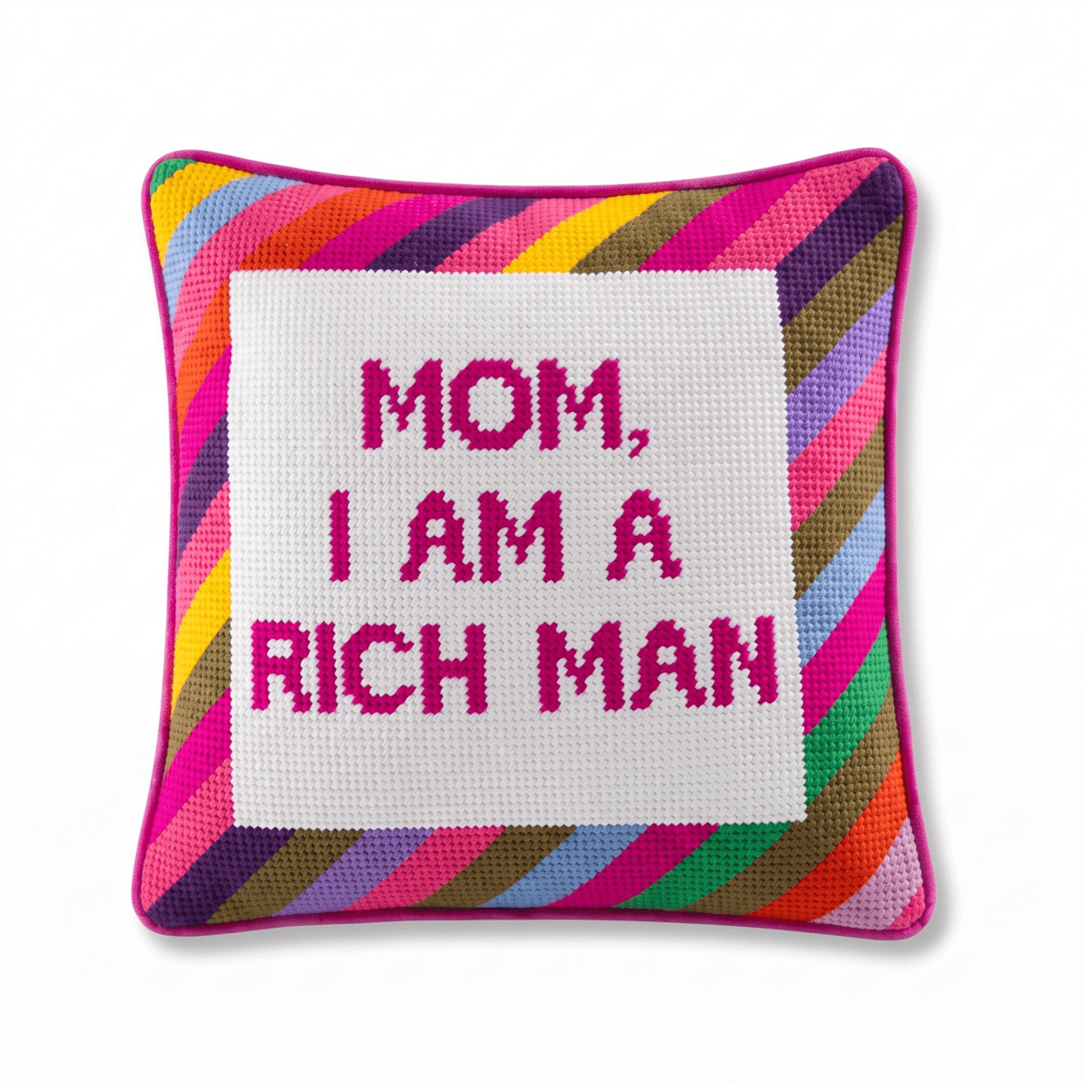 Rich Man Needlepoint Pillow - HOUSE OF SHE