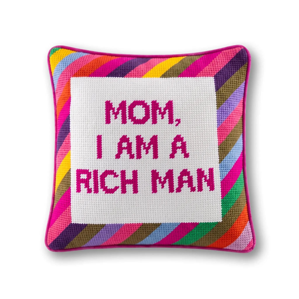 Rich Man Needlepoint Pillow - HOUSE OF SHE