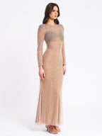 Rita Sequin Mesh Silver Beaded Mermaid Dress - HOUSE OF SHE