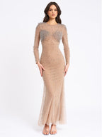 Rita Sequin Mesh Silver Beaded Mermaid Dress - HOUSE OF SHE