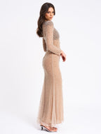 Rita Sequin Mesh Silver Beaded Mermaid Dress - HOUSE OF SHE