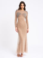 Rita Sequin Mesh Silver Beaded Mermaid Dress - HOUSE OF SHE