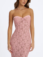 Rosalyn Pink Lace Sweetheart Maxi Mermaid Dress - HOUSE OF SHE
