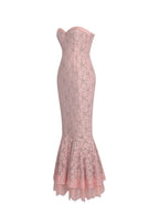 Rosalyn Pink Lace Sweetheart Maxi Mermaid Dress - HOUSE OF SHE
