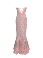 Rosalyn Pink Lace Sweetheart Maxi Mermaid Dress - HOUSE OF SHE
