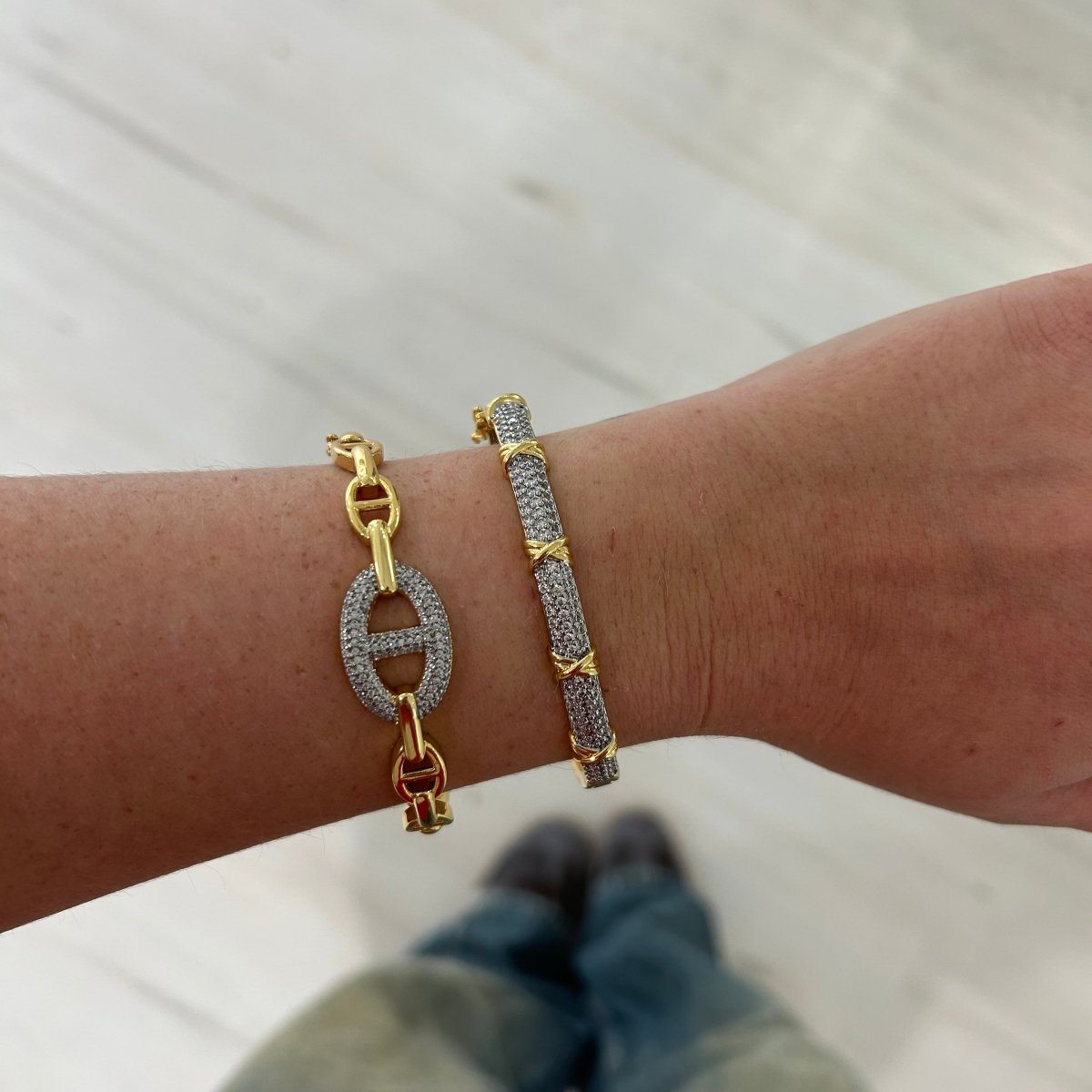 Rosie Two Tone Pave Bracelet - HOUSE OF SHE