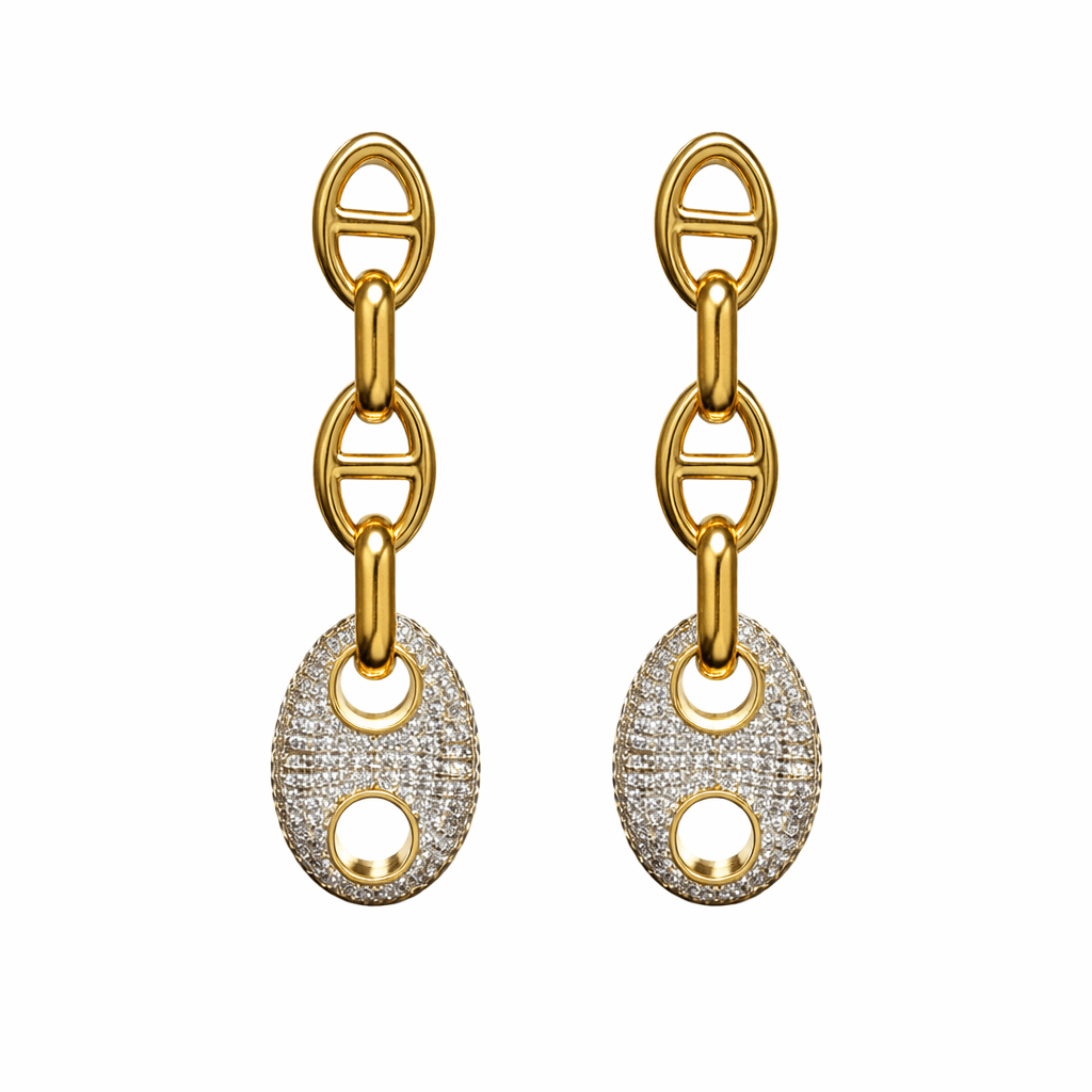 Roxanne Two Tone Pave Drop Earring - HOUSE OF SHE