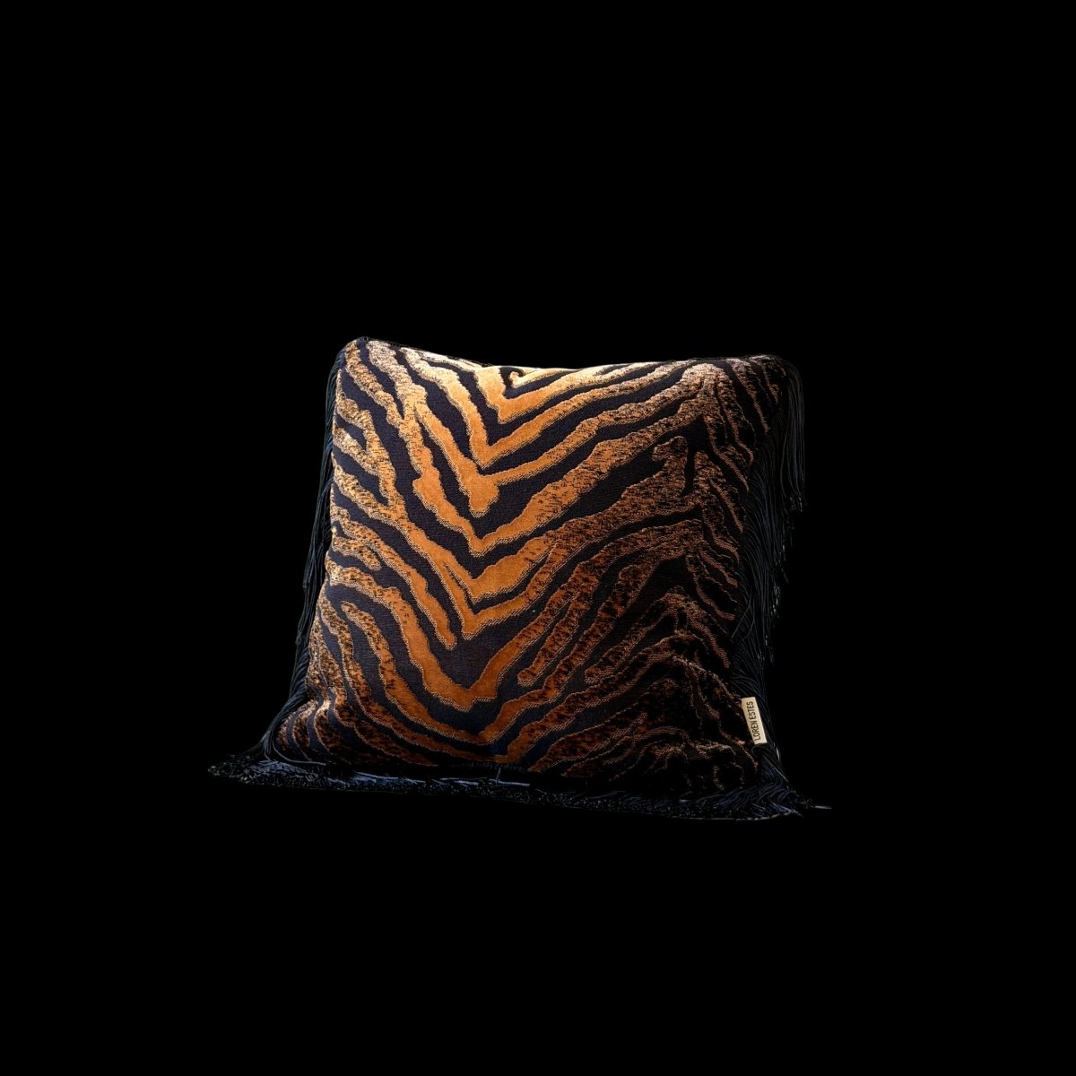 Sable Tiger Print Fringe Throw Pillow - HOUSE OF SHE