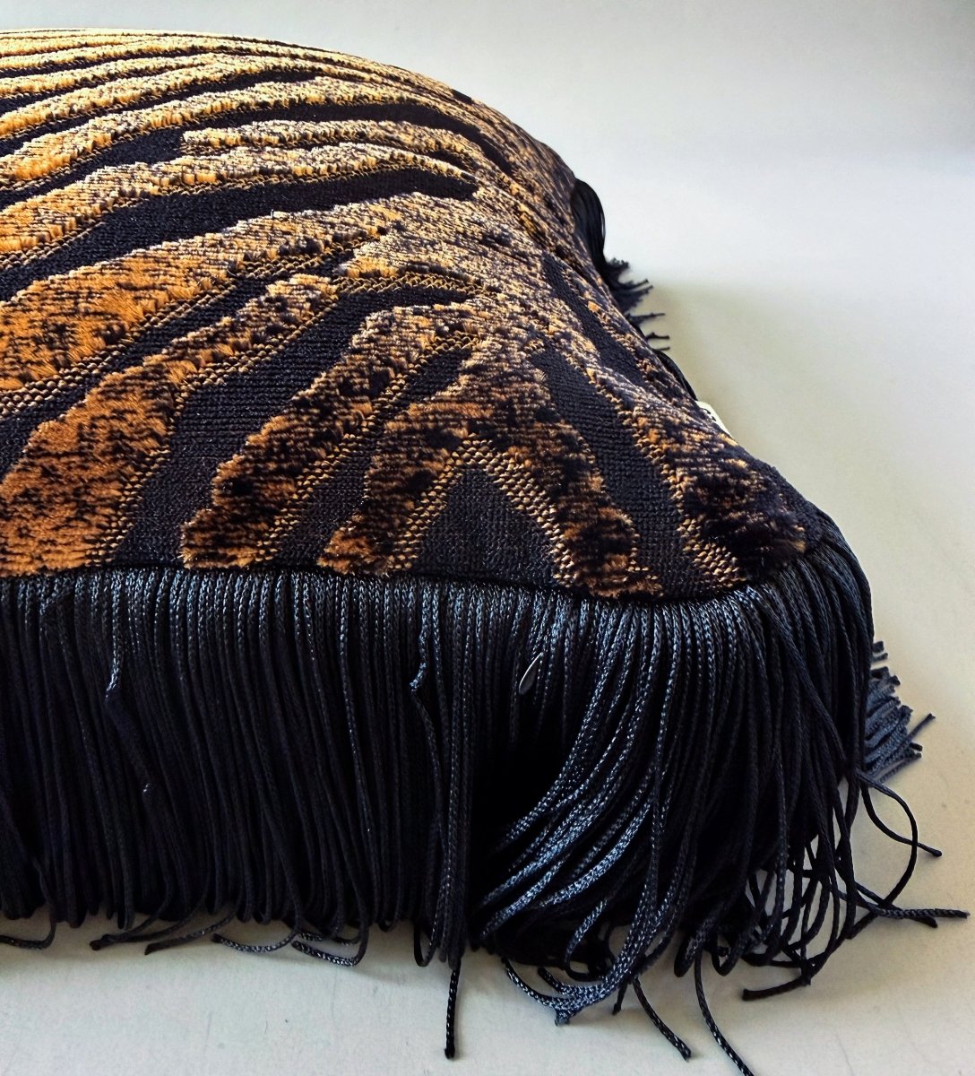 Sable Tiger Print Fringe Throw Pillow - HOUSE OF SHE