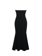 Saige Black Mermaid Maxi Dress with Ivory Bow Bustline - HOUSE OF SHE