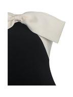 Saige Black Mermaid Maxi Dress with Ivory Bow Bustline - HOUSE OF SHE