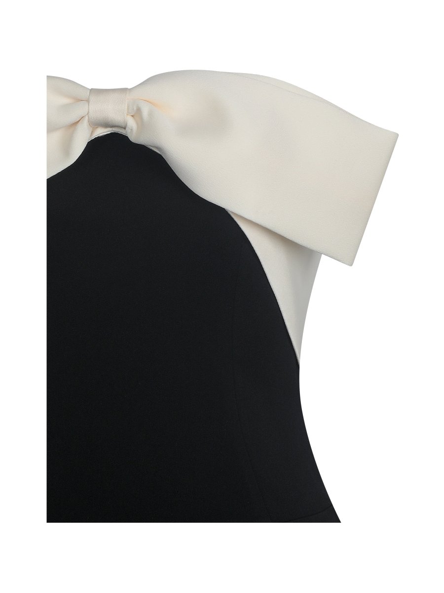 Saige Black Mermaid Maxi Dress with Ivory Bow Bustline - HOUSE OF SHE