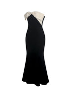 Saige Black Mermaid Maxi Dress with Ivory Bow Bustline - HOUSE OF SHE