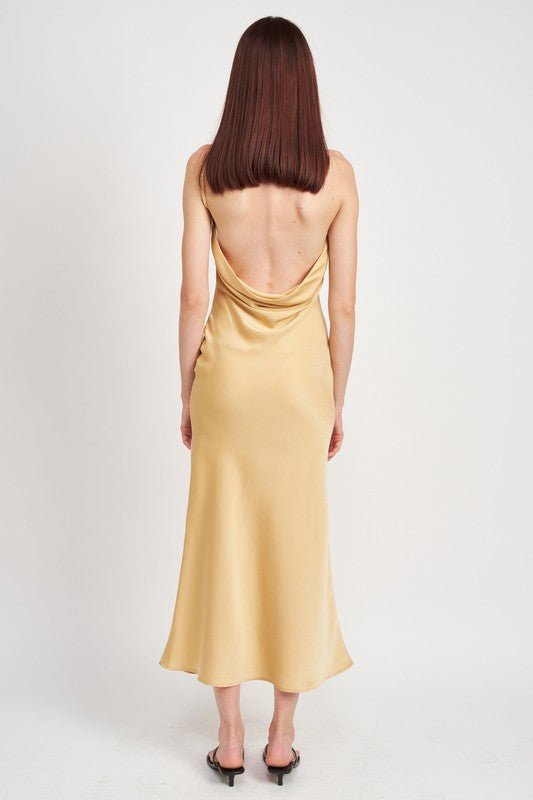 Satin Maxi Bias Dress - HOUSE OF SHE