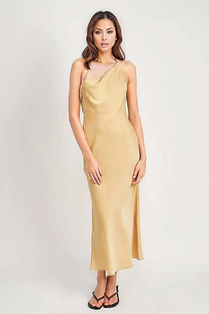 Satin Maxi Bias Dress - HOUSE OF SHE