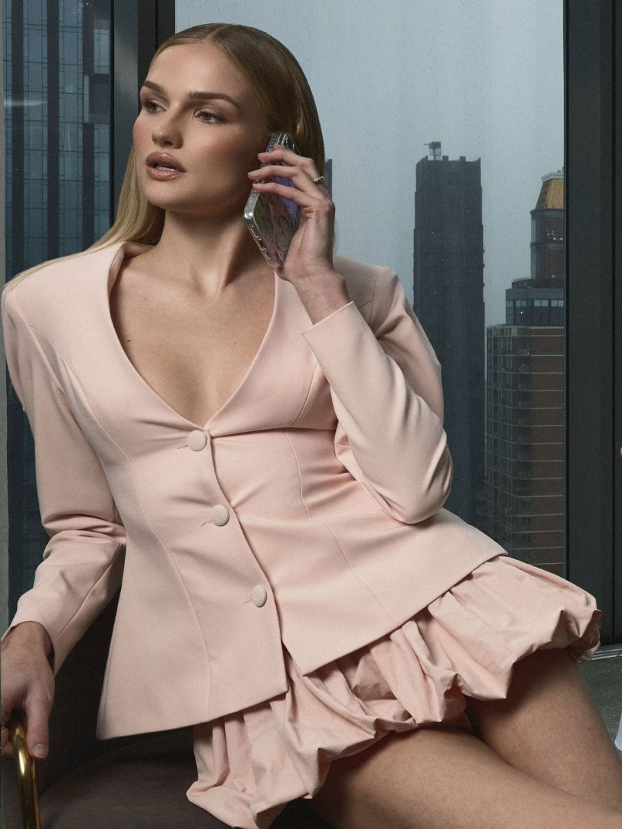 Savannah Tulip Pink Peplum Blazer - HOUSE OF SHE