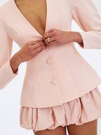 Savannah Tulip Pink Peplum Blazer - HOUSE OF SHE