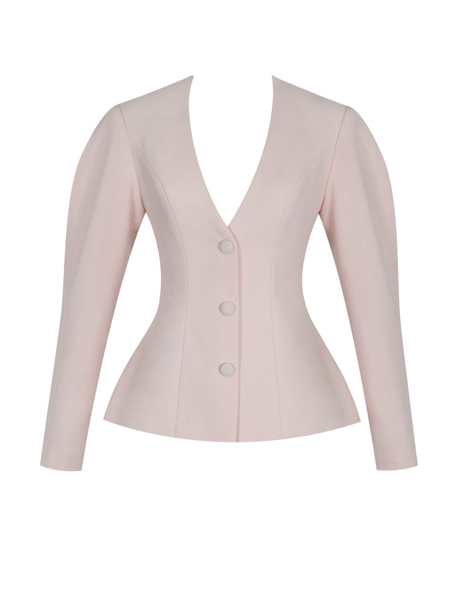 Savannah Tulip Pink Peplum Blazer - HOUSE OF SHE