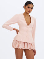 Savannah Tulip Pink Peplum Blazer - HOUSE OF SHE