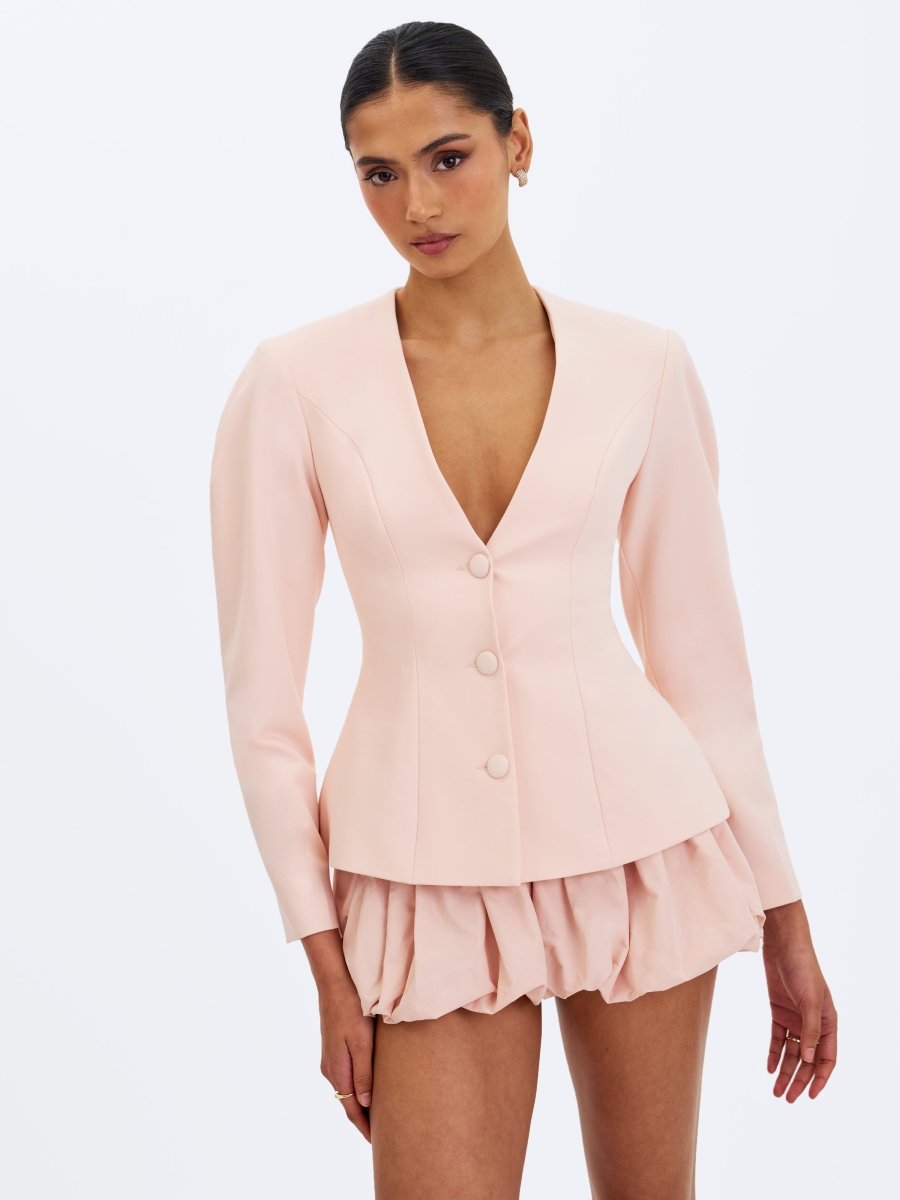 Savina Tulip Pink Taffeta Bubble Shorts - HOUSE OF SHE