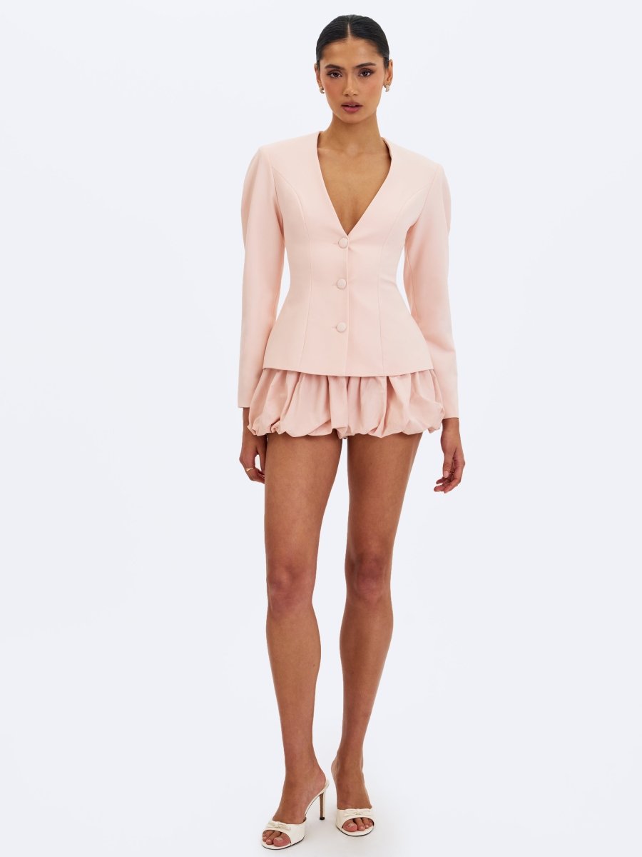 Savina Tulip Pink Taffeta Bubble Shorts - HOUSE OF SHE