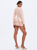 Savina Tulip Pink Taffeta Bubble Shorts - HOUSE OF SHE