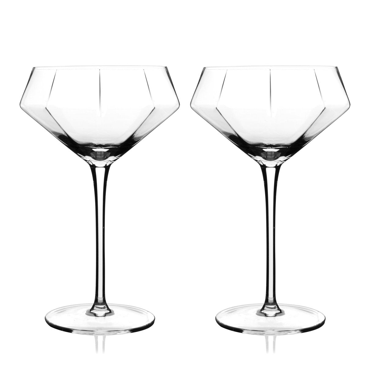 Seneca Diamond Crystal Martini Glasses Set of 2 - HOUSE OF SHE