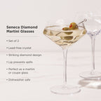 Seneca Diamond Crystal Martini Glasses Set of 2 - HOUSE OF SHE