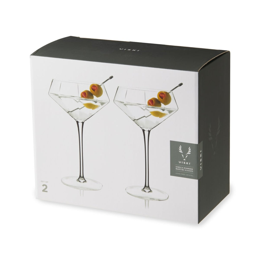 Seneca Diamond Crystal Martini Glasses Set of 2 - HOUSE OF SHE