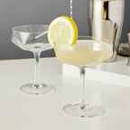 Seneca Faceted Coupe Glasses Set of 2 - HOUSE OF SHE
