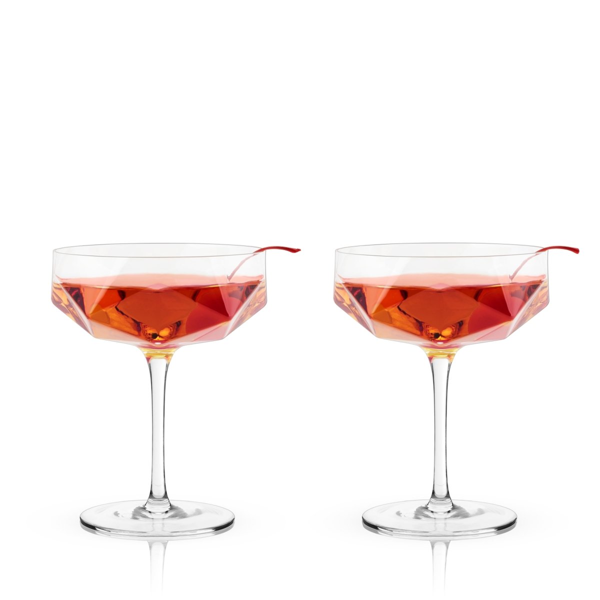 Seneca Faceted Coupe Glasses Set of 2 - HOUSE OF SHE