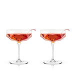 Seneca Faceted Coupe Glasses Set of 2 - HOUSE OF SHE