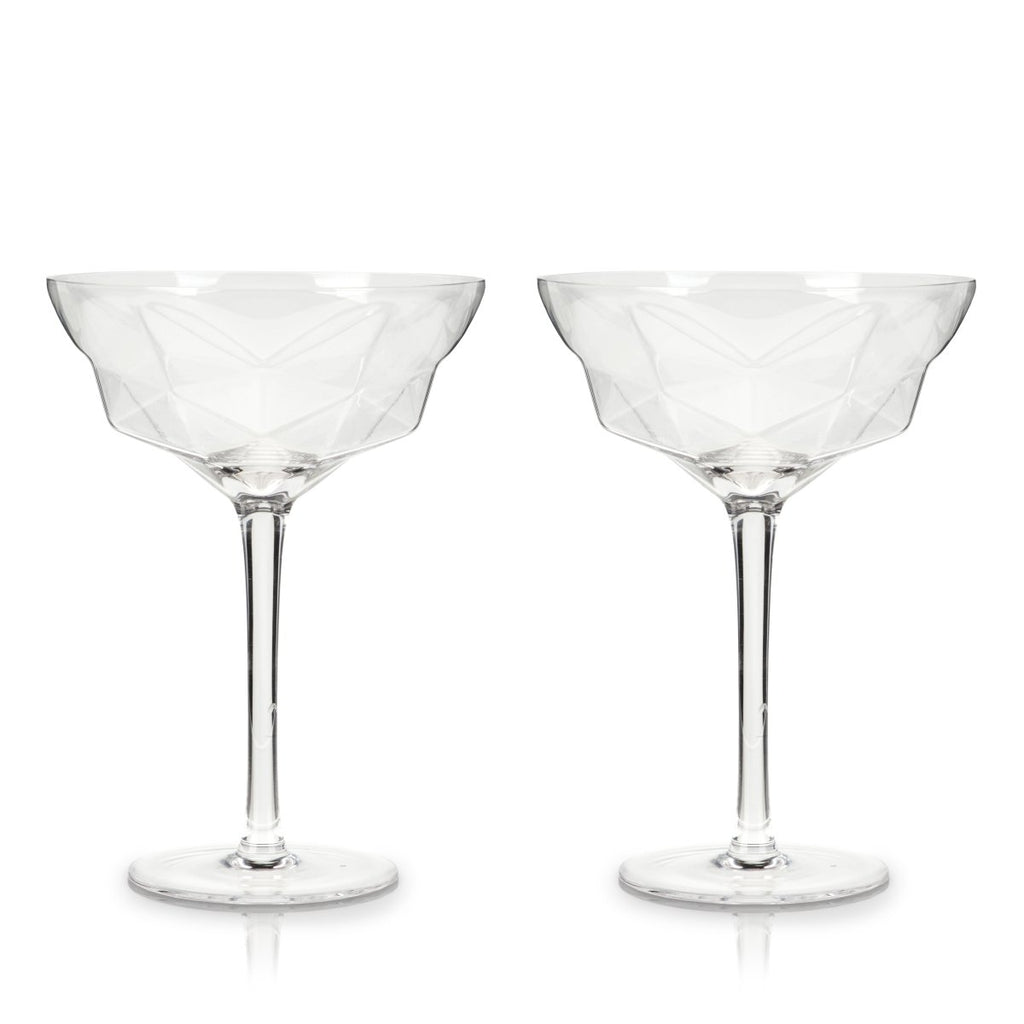 Seneca Faceted Crystal Martini Glasses Set of 2 - HOUSE OF SHE