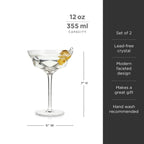 Seneca Faceted Crystal Martini Glasses Set of 2 - HOUSE OF SHE