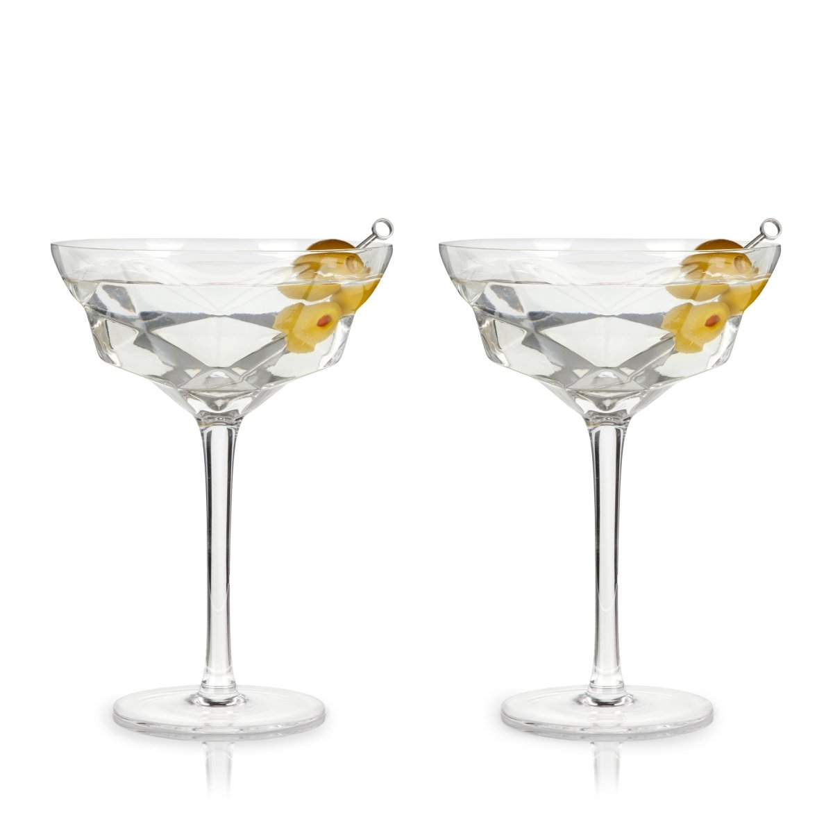 Seneca Faceted Crystal Martini Glasses Set of 2 - HOUSE OF SHE