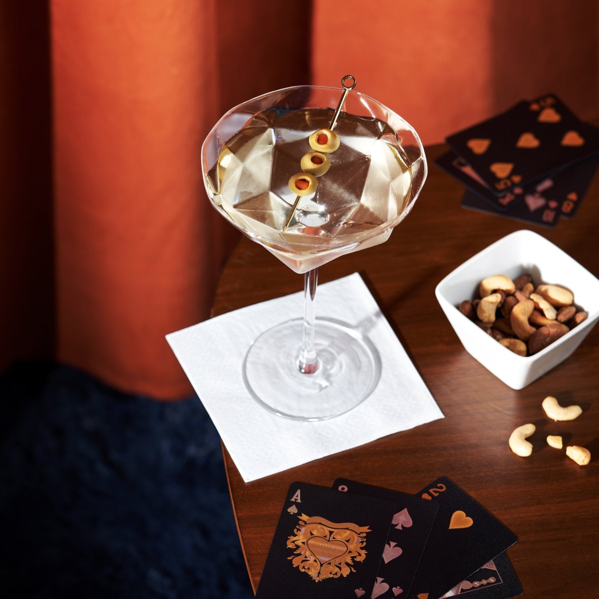 Seneca Faceted Crystal Martini Glasses Set of 2 - HOUSE OF SHE