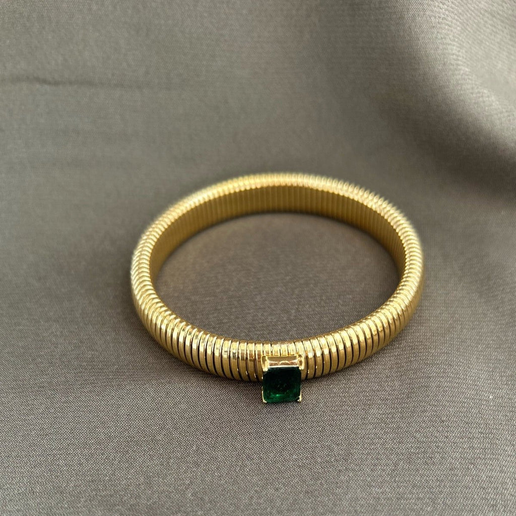 Serenity Emerald CZ Gold Bracelet - HOUSE OF SHE