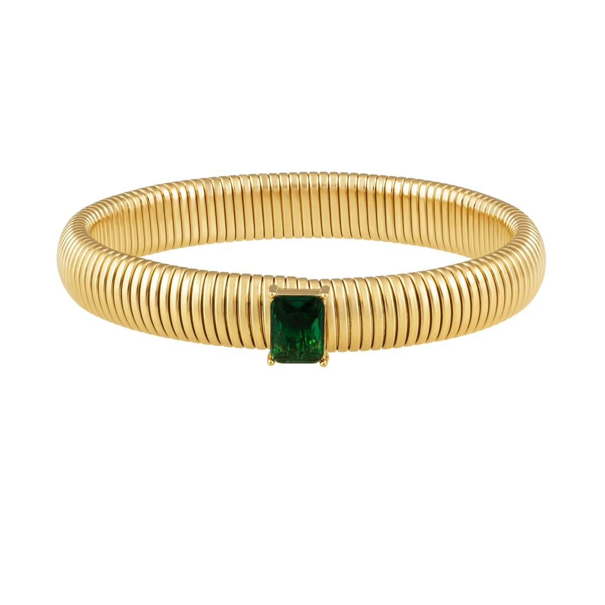 Serenity Emerald CZ Gold Bracelet - HOUSE OF SHE
