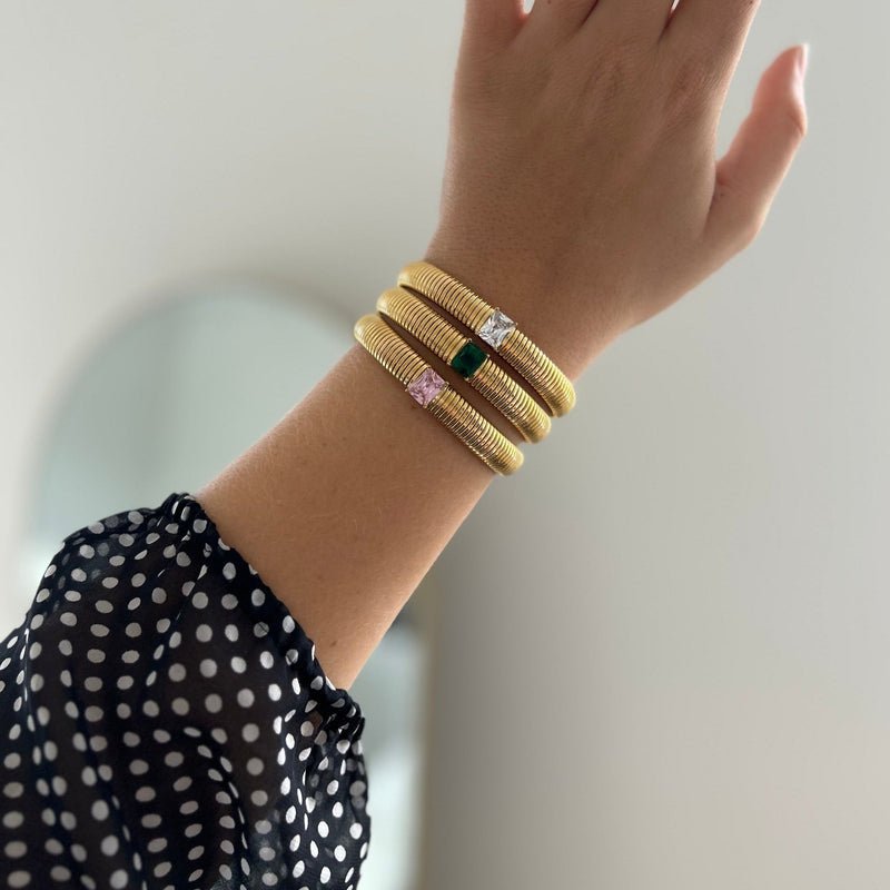 Serenity Emerald CZ Gold Bracelet - HOUSE OF SHE