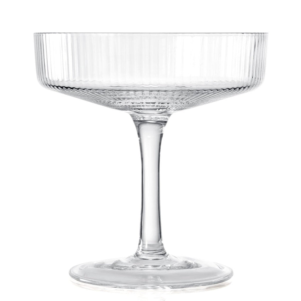 Set Of 4 Ripple Ribbed Champagne Coupe Glasses By Prosecco Mimosa Sherbet Sparkling - HOUSE OF SHE