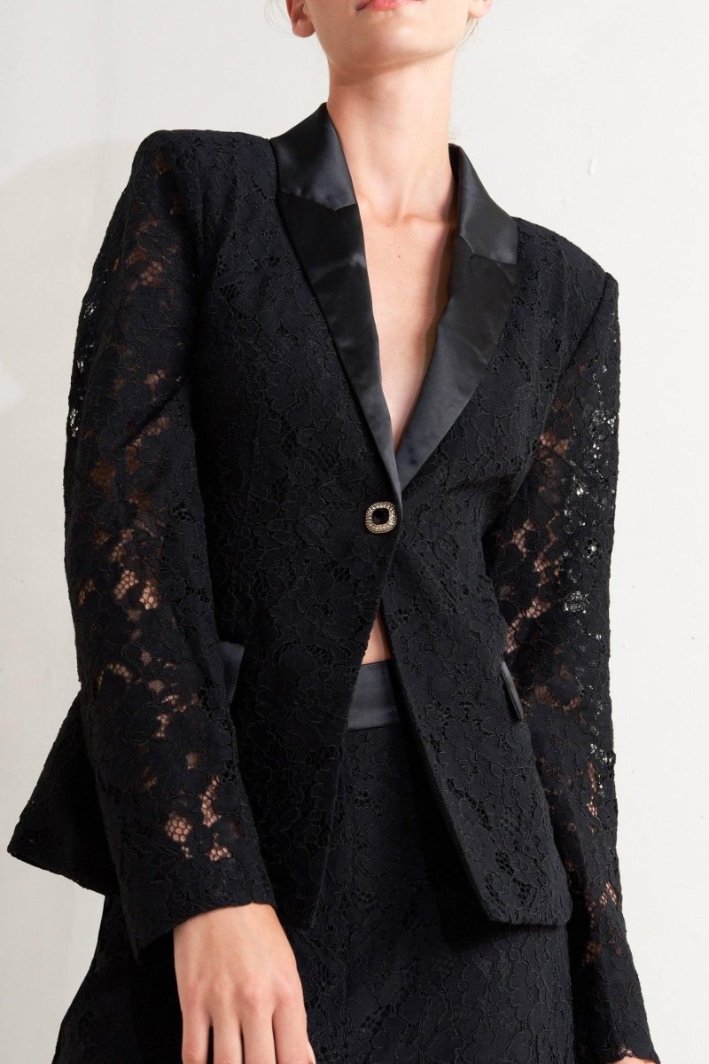 SHADOW GLAM WOVEN LACE BLAZER - HOUSE OF SHE