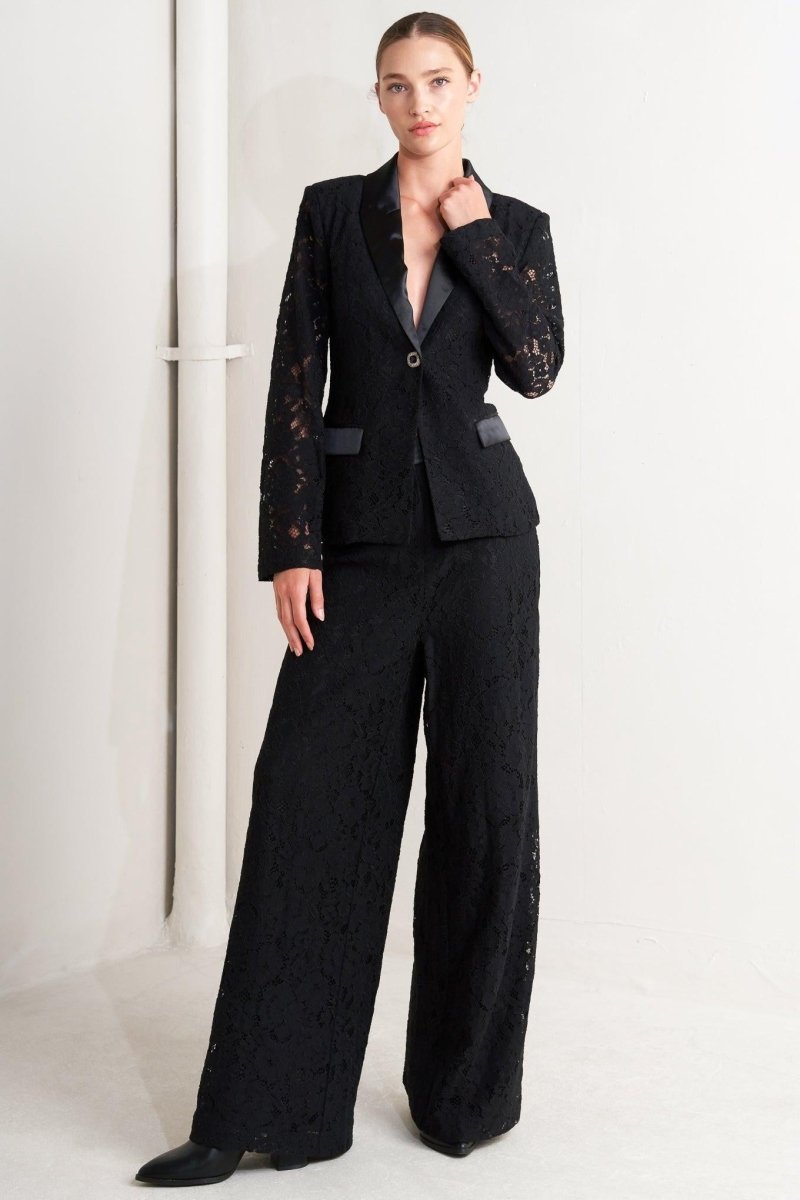 SHADOW GLAM WOVEN LACE BLAZER - HOUSE OF SHE