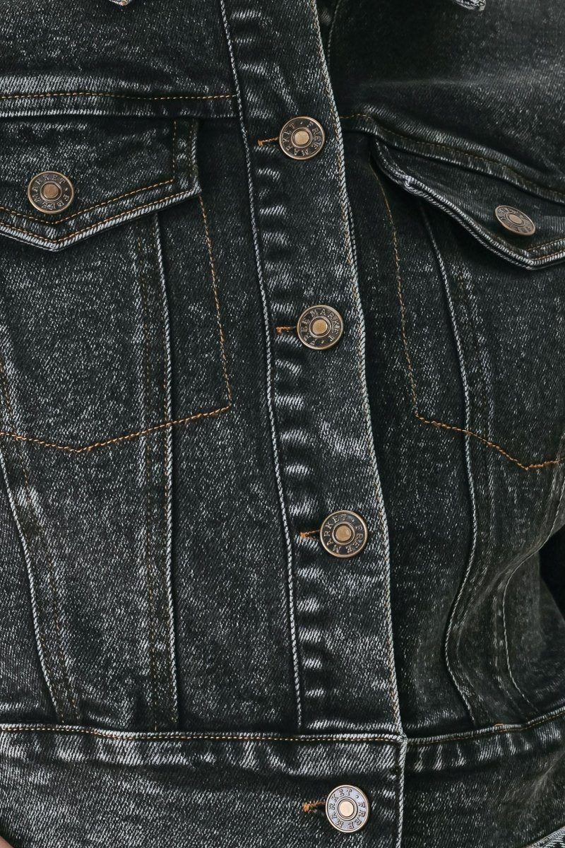 Shadow Stitch Romance Denim Crop Jacket - HOUSE OF SHE