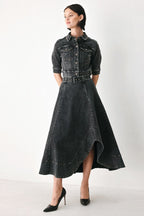 Shadow Stitch Romance Denim Crop Jacket - HOUSE OF SHE