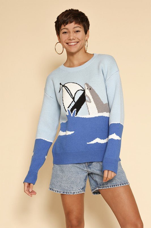 Shark attack knit sweater - HOUSE OF SHE