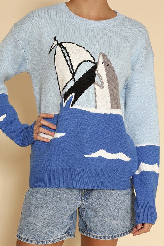Shark attack knit sweater - HOUSE OF SHE