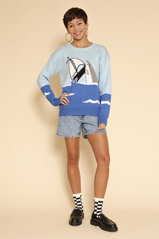 Shark attack knit sweater - HOUSE OF SHE